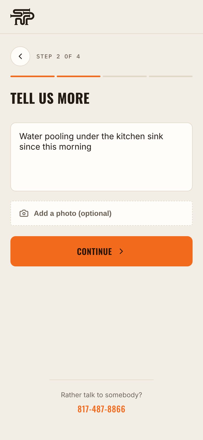 SNP Plumbing app, step 3: A photo says it all